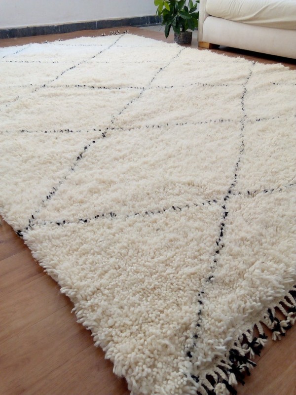 Beni Ourain Rug Style  - Diamoands Dotted Pattern - Tribal Rug - Berber Carpet - Full Wool - 297 X 200cm