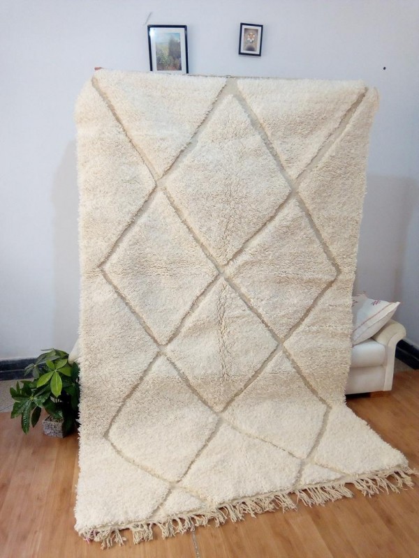 Moroccan Rug - Beni Ourain Style Tribal Rug - Shag Pile  - Full Wool - 265 X 165cm