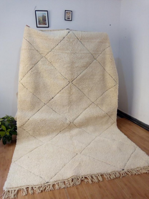 Beautiful Beni Ourain Tribal Rug - Shag Pile - Natural Wool - 325 X 200cm