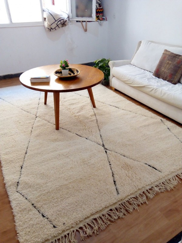 Moroccan Beni Ourain Tribal Rug Style - Shag Pile - Full Wool - 318 X 200 cm