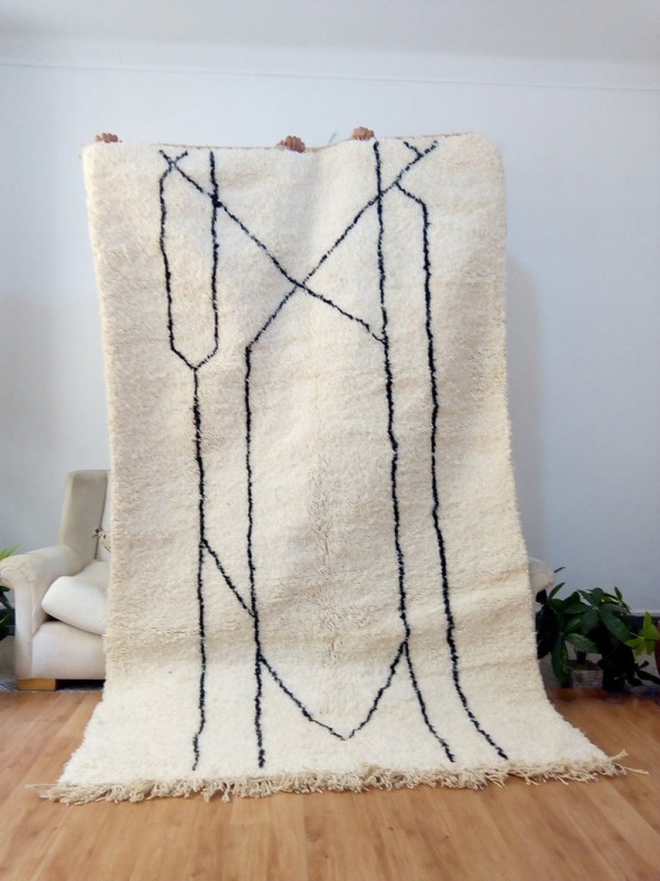 Beni Ourain Style - Berber Rug - Shag Pile -  Wool Carpet - 268 X 160cm