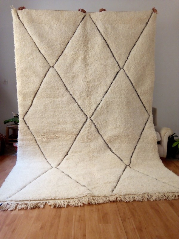 Beni Ourain Rug Style Rug - Diamoands Faded Pattern - Tribal Rug - Berber Style Carpet - Full Wool - 313 X 203cm