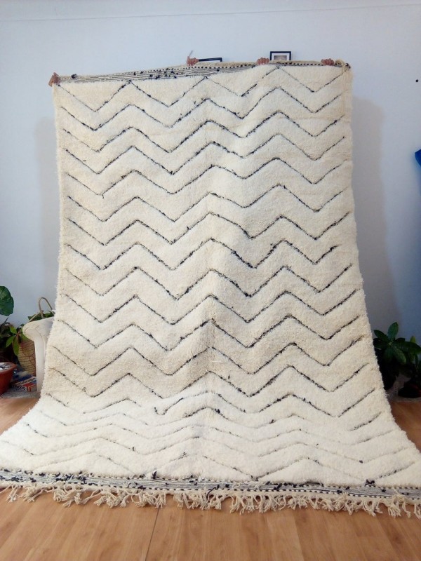 Berber Rug - Style beni ourain - Moroccan carpet - Berber Waves Design - Full Wool - 310 X 200cm