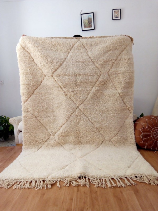 Moroccan Rug - Beni Ourain Style Tribal Rug - Shag Pile  - Full Wool - 250 X 170cm