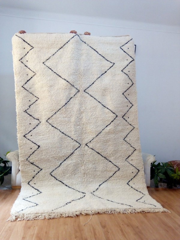 Moroccan Beni Ourain Style - Tribal Rug - Shag Pile - Full Wool - 268 X 171cm