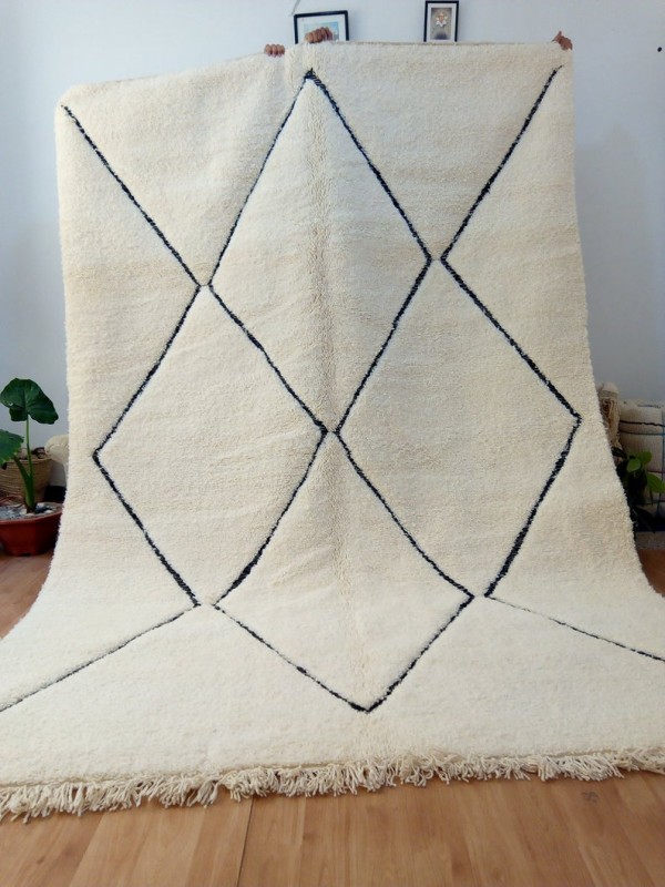 Berber Rug ٍStyle  beni ourain  - big diamond design  - Full Wool - 313 X 210cm