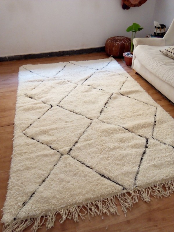 Moroccan Handmade Rug - Beni Ourain Tribal Rug Sytle - Faded Pattern -  Wool - 270 X 170cm