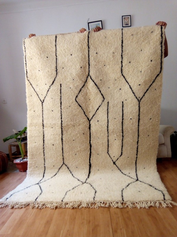 Beni Ourain Style - Moroccan Hand woven Rug - Berber Design -Full Wool - 250 X 170cm