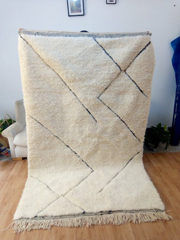  Moroccan Beni Ourain Style - hand woven Rug - Shag Pile - Handmade Carpet - 250 X 156 cm