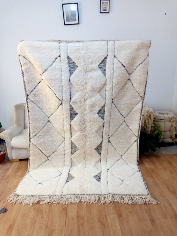Beni Ourain Style - Moroccan Hand woven Rug - Berber Design - Full Wool - 250 X 162cm
