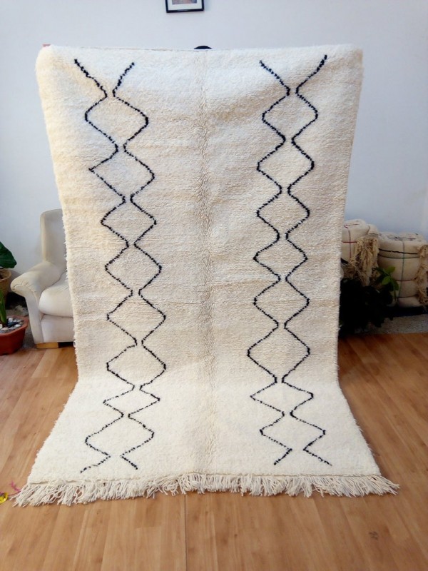 Moroccan Beni Ourain - Tribal Rug Style - Berber design - Full Wool  - 250 X 150cm
