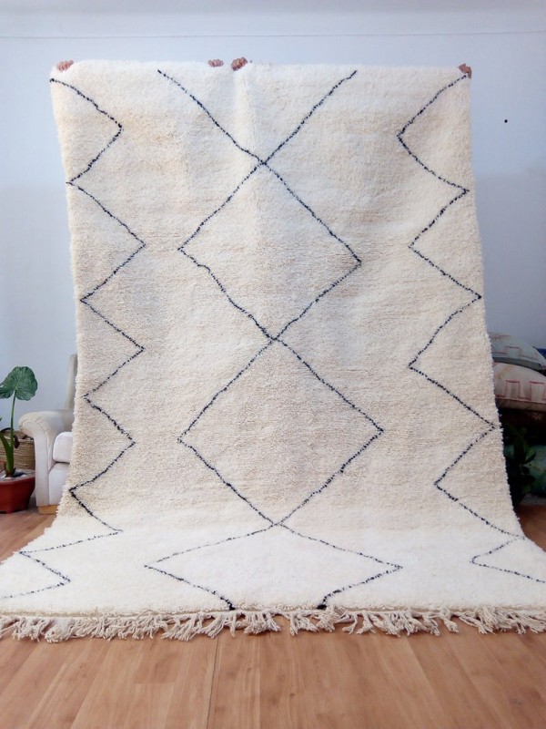 Moroccan Rug - Beni Ourain Style - berber rugs - Diamond Pattern -  Full Wool - 305 X 198cm