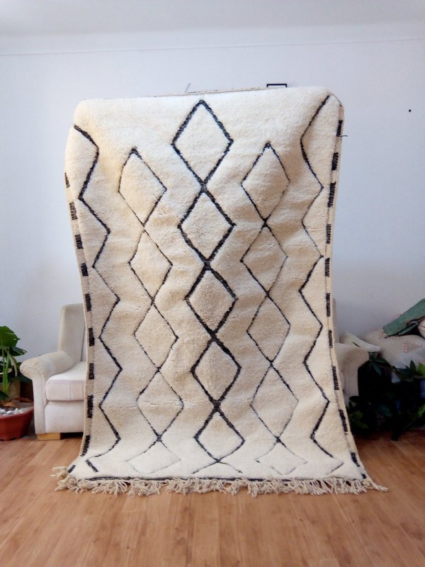 Berber Rug - Style beni ourain  - hand woven rugs - Full Wool - 238 X 150cm