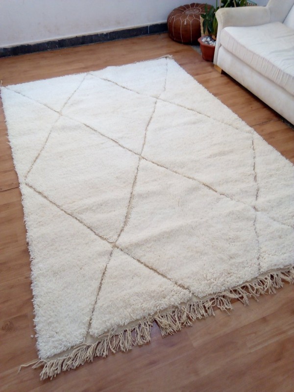 Moroccan Beni Ourain Style - handmade rug - Diamond Faded pattern - Wool - 245 X 165cm