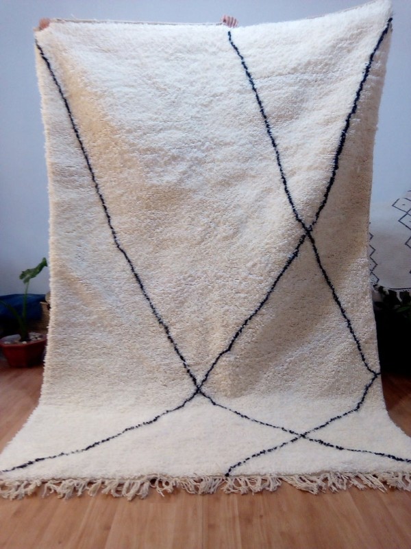  Moroccan Beni Ourain Style - hand woven Rug - Shag Pile - Handmade Carpet  - 258 X 172cm