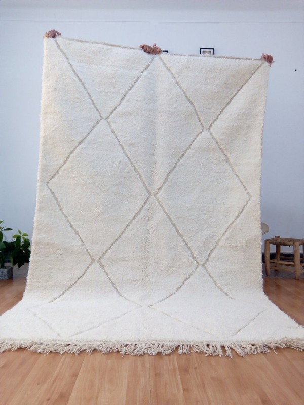 Beni Ourain Style - Tribal Rug - Shag Pile - Faded  Desgin - Wool - 255 X 168cm