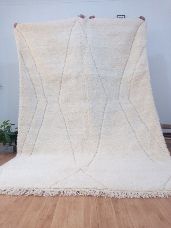Moroccan Beni Ourain Style Tribal Rug - Faded Design - Shag Pile - Full Wool - 308 X 205cm