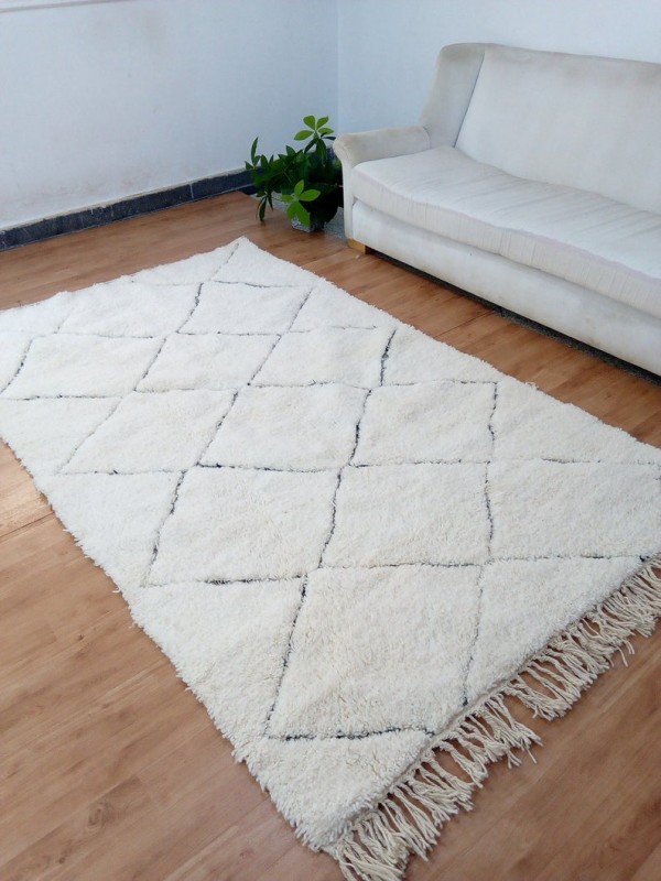 Moroccan Handwoven Beni Ourain Style - Shag Pile - Full Wool Rug- 250 X 148cm 
