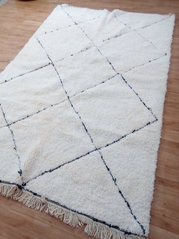 Moroccan Beni Ourain Style - Diamonds Thick Design Rug - Nice Pile - Full Wool  - 260 X 164cm