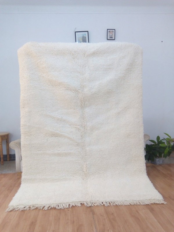 Berber Rug - Style beni ourain  - Uni color - Authentic rugs - Wool Carpet - 242 X 164cm