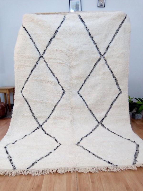  Moroccan Beni Ourain Style - hand woven Rug - Shag Pile - Handmade Carpet - 270 X 185 cm