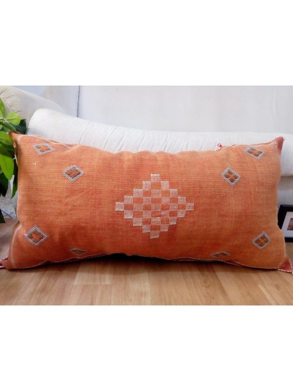 LUMBAR Sabra silk large Moroccan sabra CACTUS cushion - orange pillow  - unstuffed 