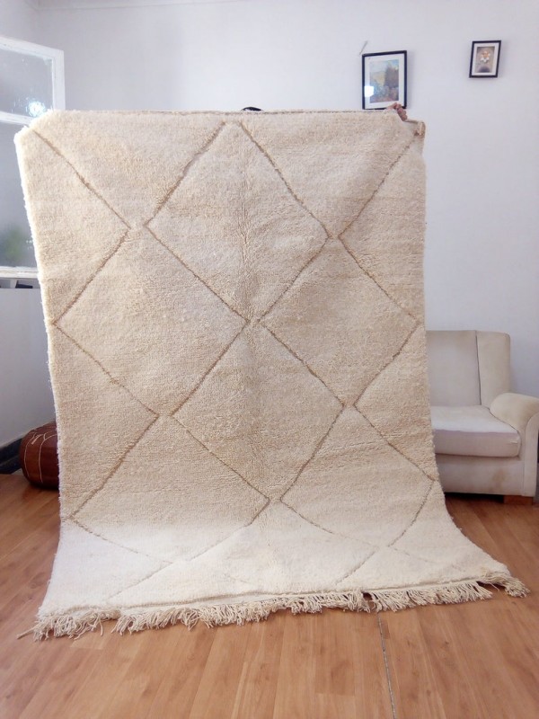 Beni Ourain Style - Tribal Rug - Shag Pile - Faded  Desgin - Wool - 238 X 165cm