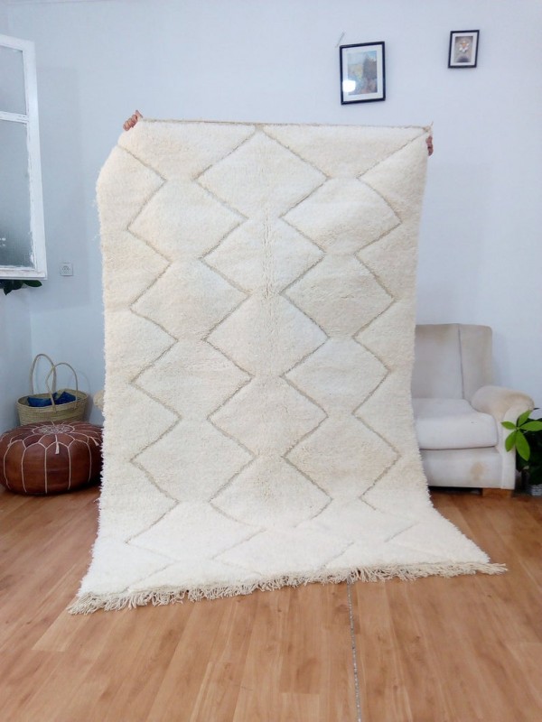 Moroccan Beni Ourain Style - Tribal Rug - Shag Pile - Full Wool - 231 X 148cm