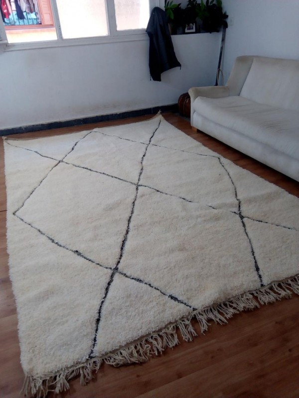 Berber Rug ٍStyle  beni ourain  - diamond faded design  - Full Wool - 320 X 203cm