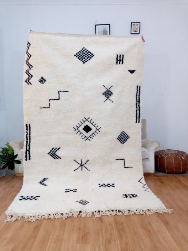 Moroccan Beni Ourain style - Handwoven Rug - Berber carpet pattern - Wool - 253 X 150cm