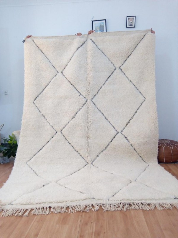 Berber Rug ٍStyle  beni ourain  - diamond faded design  - Full Wool - 311 X 206cm