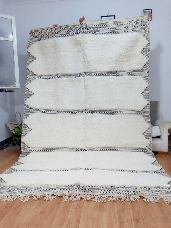 Moroccan Beni Ourain Tribal Rug Style  -  Art Design - Full Wool - 300 X 195cm
