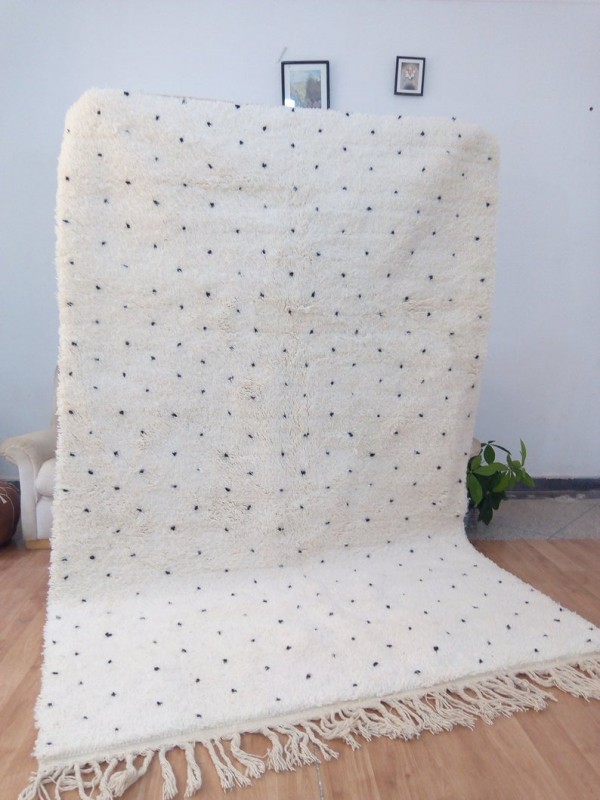 Beni Ourain Style - Dot Pattern Design  - Shag Pile -  Wool Dots Rug - 274 X 172cm
