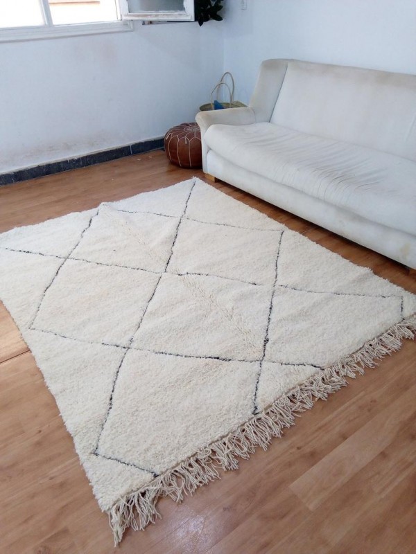 Moroccan Handwoven Beni Ourain Style - Shag Pile - Full Wool Rug - 207 X 165cm 