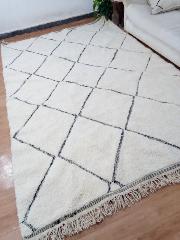 Berber Rug ٍStyle  beni ourain  - diamond thick lines design  - Full Wool - 311 X 204cm