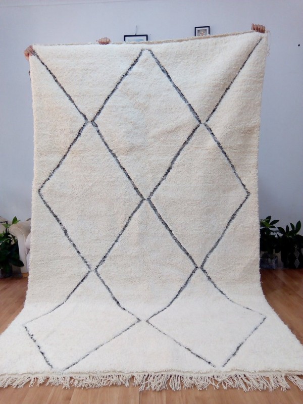  Moroccan Beni Ourain Style - hand woven Rug - Shag Pile - Handmade Carpet - 266 X 166 cm