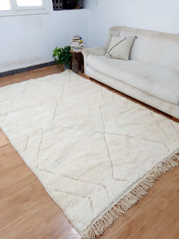 Beni Ourain Style - Uni Color - Tribal Rug - Shag Pile - Faded Desgin - Wool - 268 X 164cm