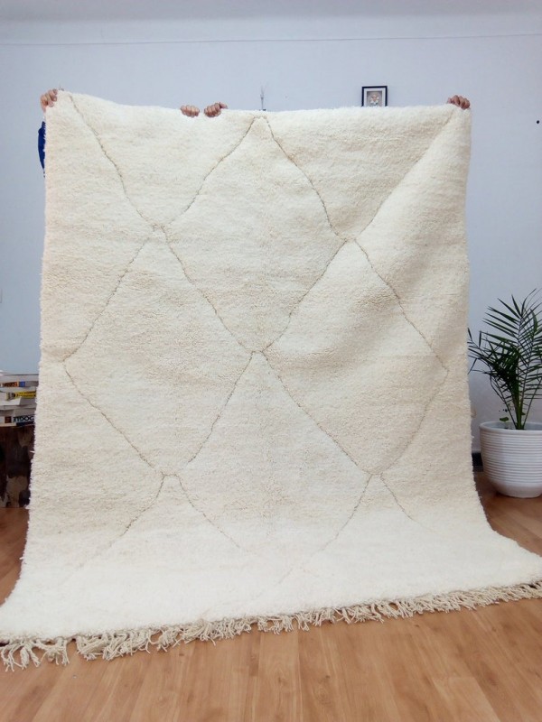 Berber Carpet -Uni Color - Moroccan Rug - Wool - Beni Ourain Style - 245 X 181cm