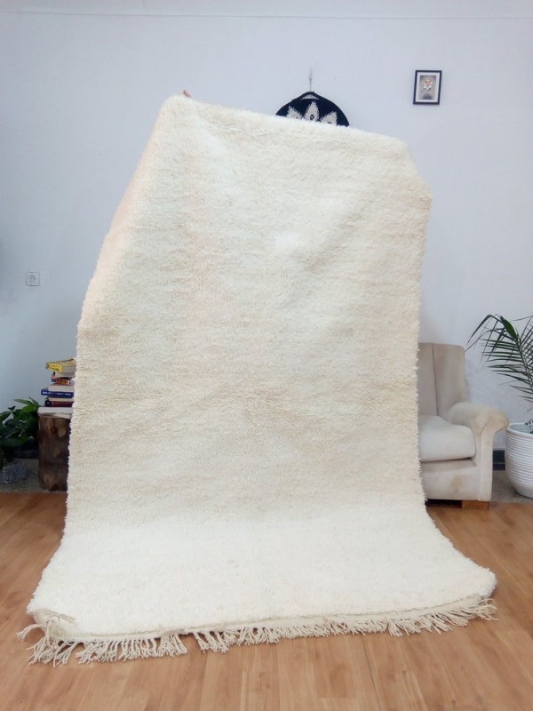 Moroccan Beni Ourain style - Handwoven Rug - Uni ivory carpet  - Wool - 262 X 163 CM