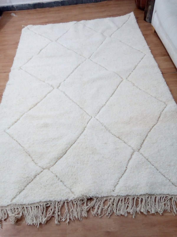 Beni Ourain Style - Hand Woven Wool Rug - Uni Faded Carpet - Tribal Rug - 250 X 152cm