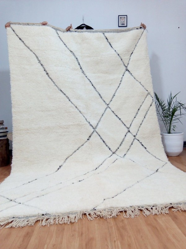 Berber Rug ٍStyle  beni ourain  - diamond thick lines design  - Full Wool - 315 X 205cm