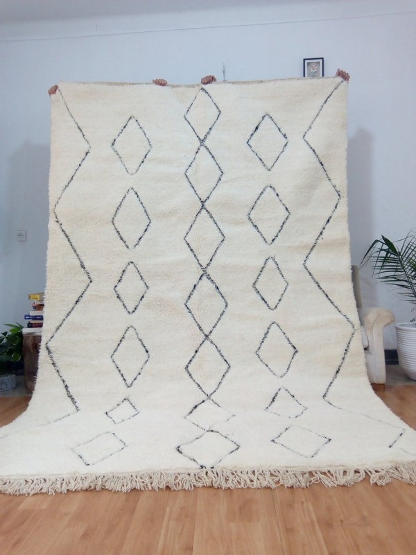 Moroccan Hand woven Beni Ourain Sytle - Tribal Rug -  Full Wool - 300 X 199cm