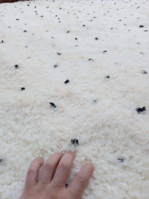 Beni Ourain Style - Hand Woven Wool Rug - Black Dots Carpet - Tribal Rug  - 294X204cm
