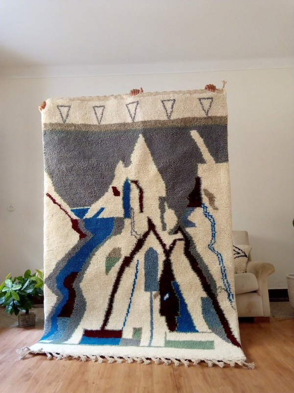 Moroccan Hand woven rug - handmade Moroccan Berber Carpet - Colored Rug- 225x148