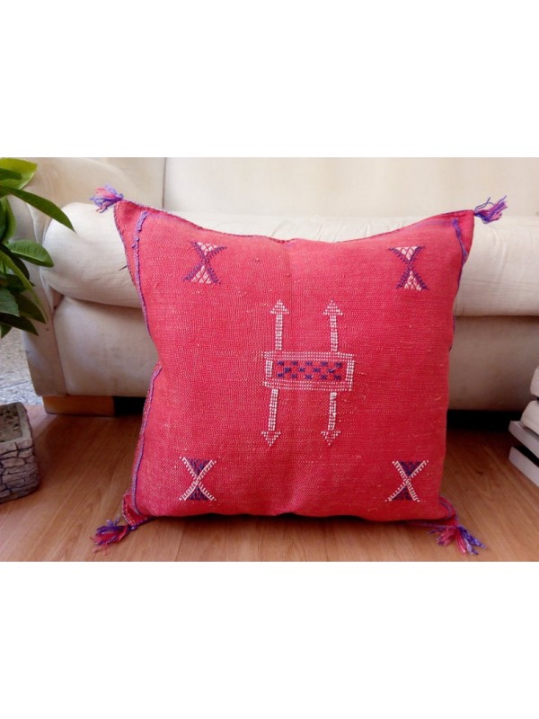 Cushion Cactus Sabra silk  - Moroccan sabra CACTUS Silk pillow - Dark pink Pillow unstuffed 