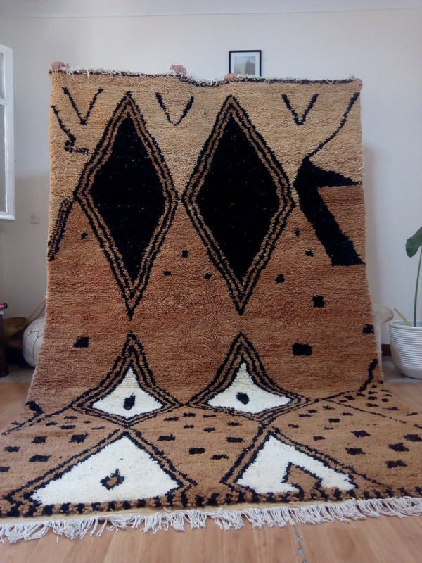 Moroccan Beni Ourain Style -  Shag Pile - Inspired to brown  -  313 X 198cm
