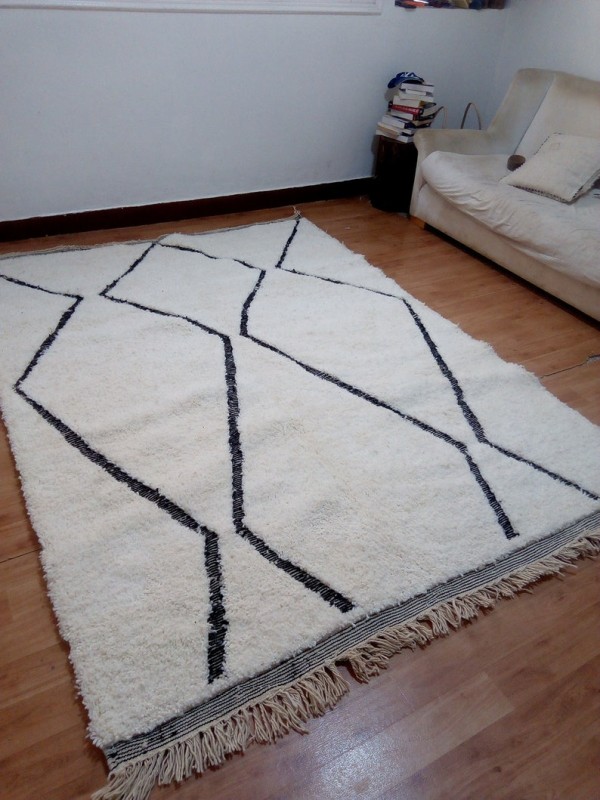 Moroccan Handwoven Beni Ourain Style - Shag Pile - Full Wool Rug - 244 X 179cm 