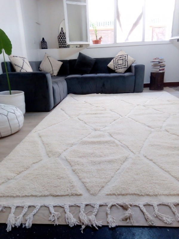 Berber Design - Scandinavian Style - moroccan carpet  - hand woven with Wool - 317 X 218cm