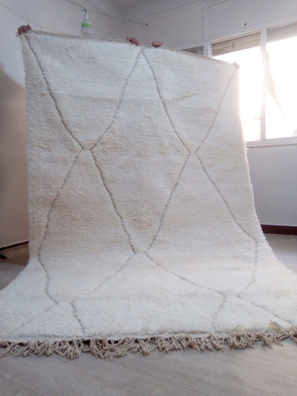 Modern Moroccan Beni Ourain ٍStyle  - Hand Woven Wool - Berber Rug 303 X 192CM