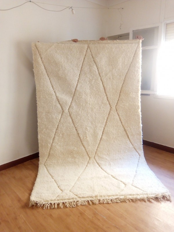 Modern Beni Ourain Style - Hand Woven Wool Rug - Uni Color Carpet - Tribal Rug  - 276X170cm